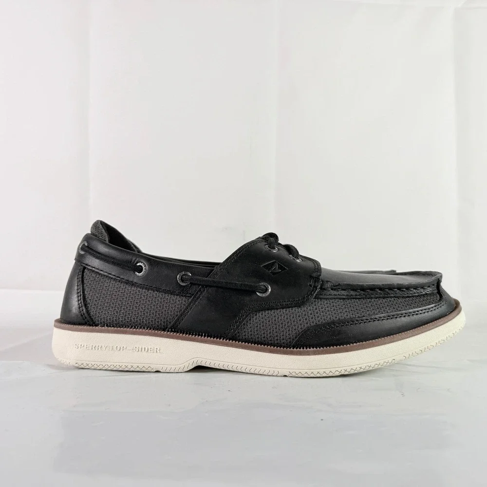 Sperry Surveyor‎ 2-Eye Black Leather Men Boat Shoes 11.5 M